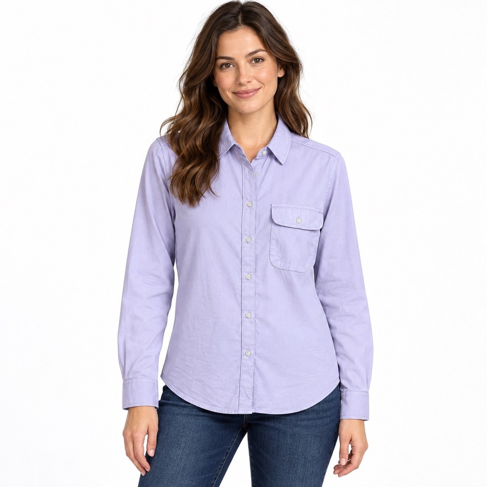 NEW Lucky Brand Medium Lavender 100% Cotton Button Down Shirt Long Sleeve